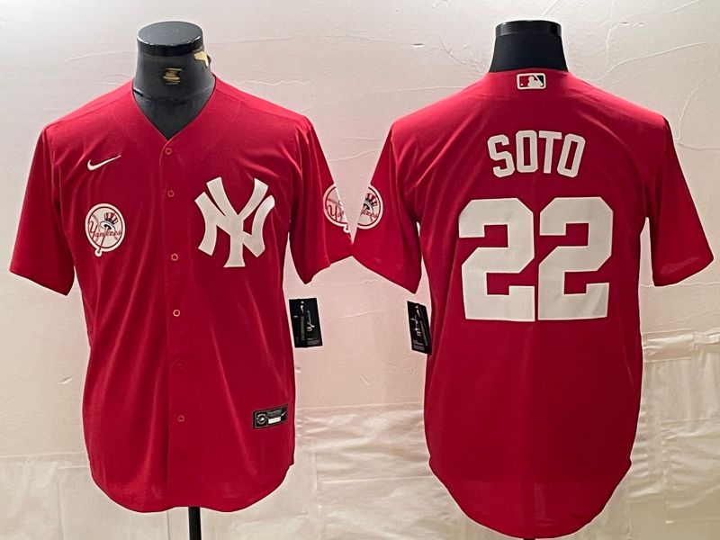 Men New York Yankees #22 Soto Red joint name Nike 2024 MLB Jersey style 3